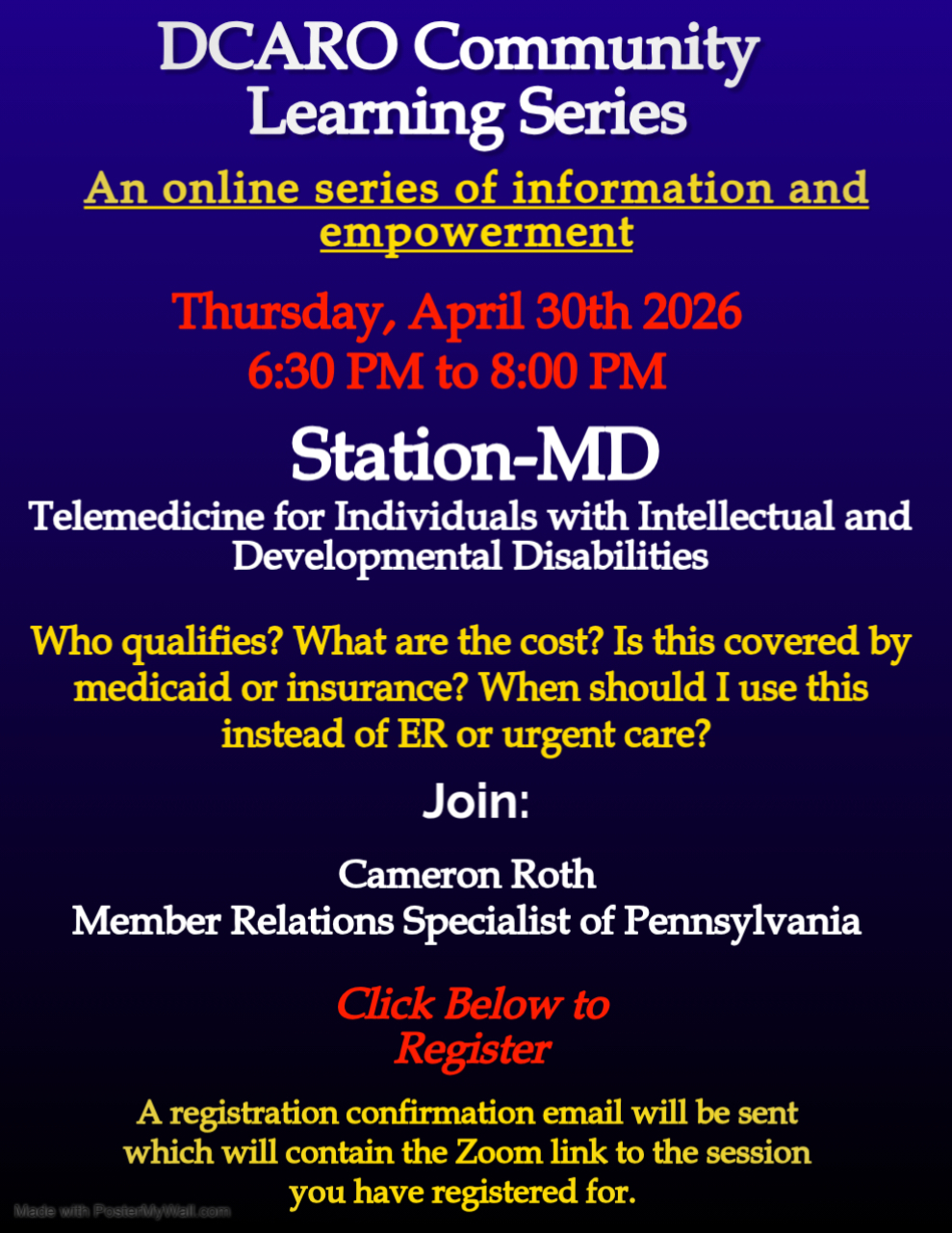 April 2026 Learning Series Station MD 