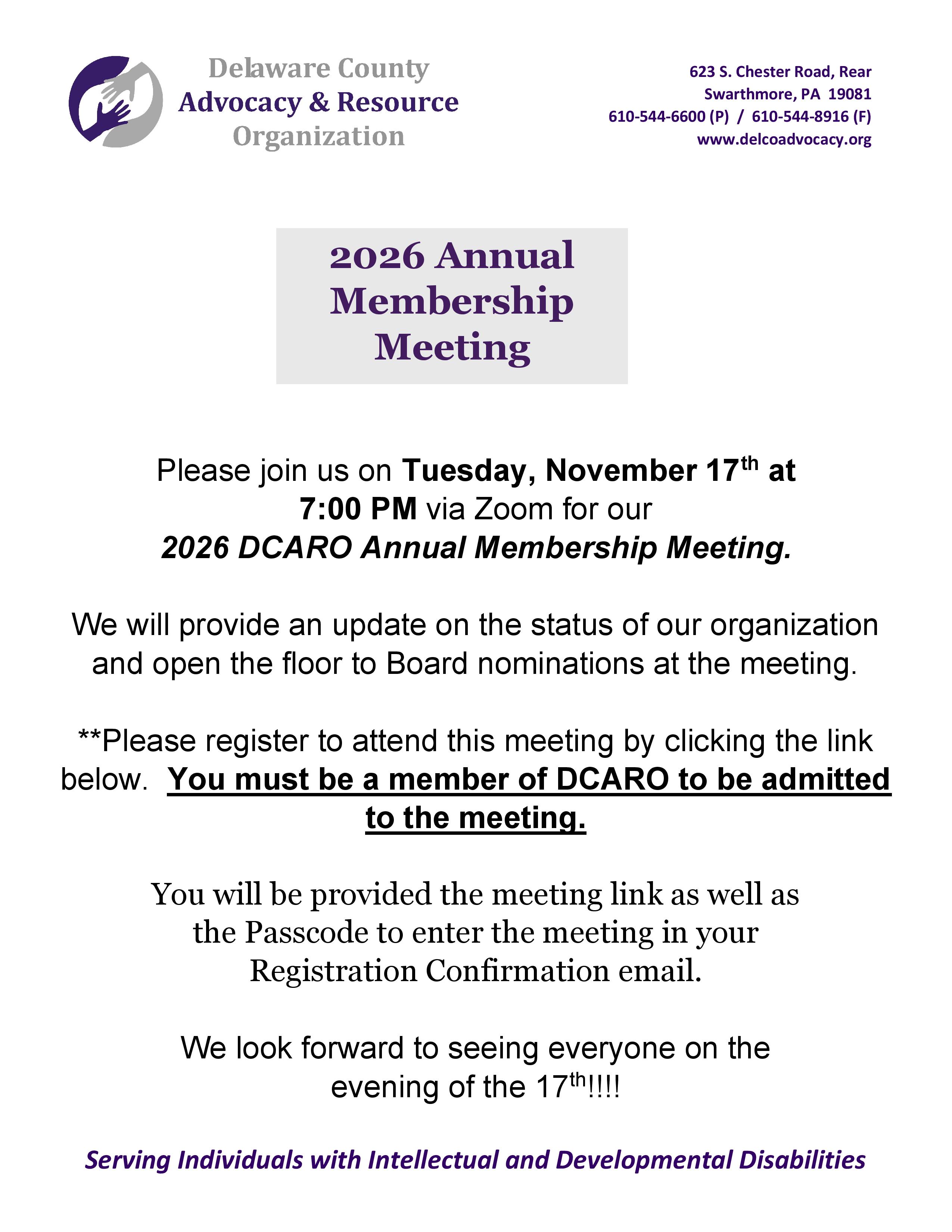 Annual Membership Meeting Notice 2026
